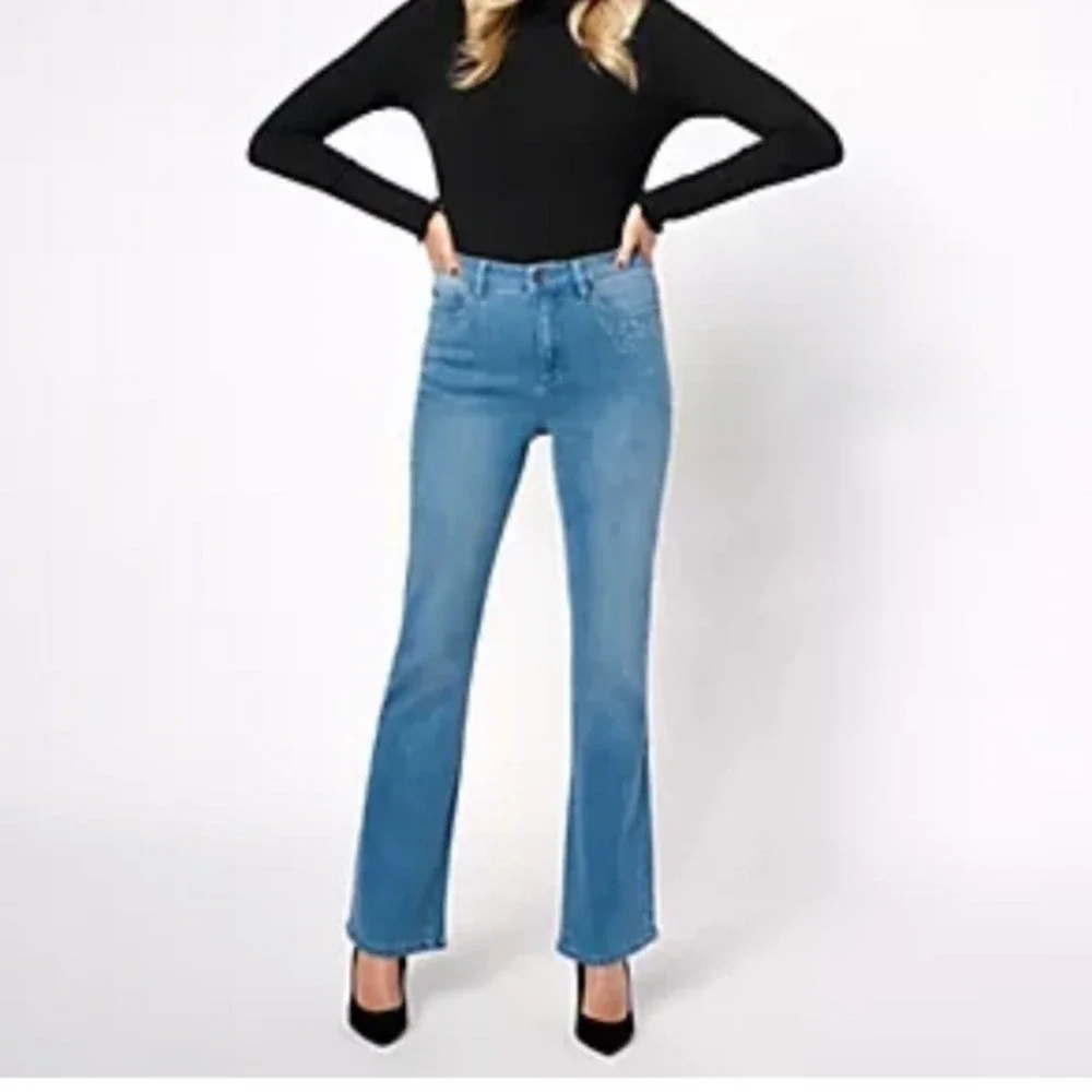 Susan Graver Jeans Women 26W Blue Embellished Bootcut‎ Denim NWT Rhinestone Soft
